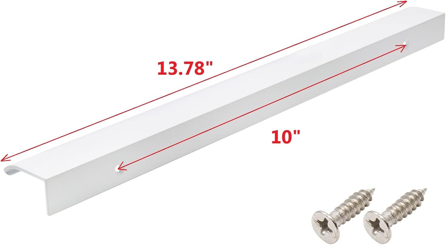 Curved Edge Pull Handles, 13.78 Inch Edge Finger Tab Handle for Caibnets Drawer Closet Door Wardrobe Cupboard, 10 Inch Hole Spacing, 4 Pcs White Edge Pulls
