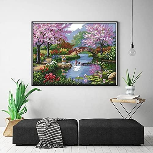 CRAFTiDA Cross Stitch Kits for Adults Advanced Pre-Printed Stamped Embroidery Kit 14CT 55x43cm DIY Cross Stitch Craft Kit (The Beautiful Scenery of Park)