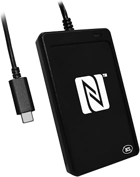 ACS ACR1252U-MF USB Proximity Tag Reader NFC III Card Reader NFC Tag Contactless Card Reader Writer, Black USB-C