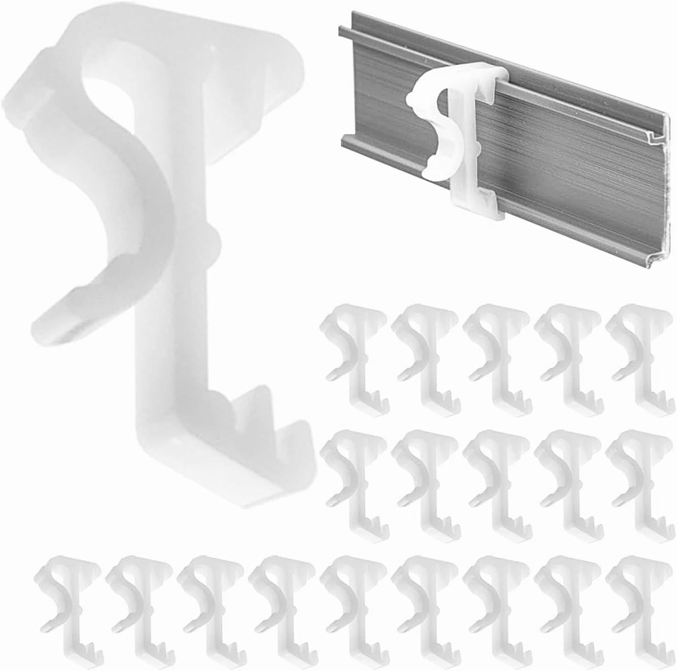 Amazing Drapery Hardware Premium White Plastic Wood Blind Valance Retainer Clips, 20 Pack-UV-Resistant - Ideal for 2-Inch Blinds, Mini Blinds, and as Hidden Valance Clips