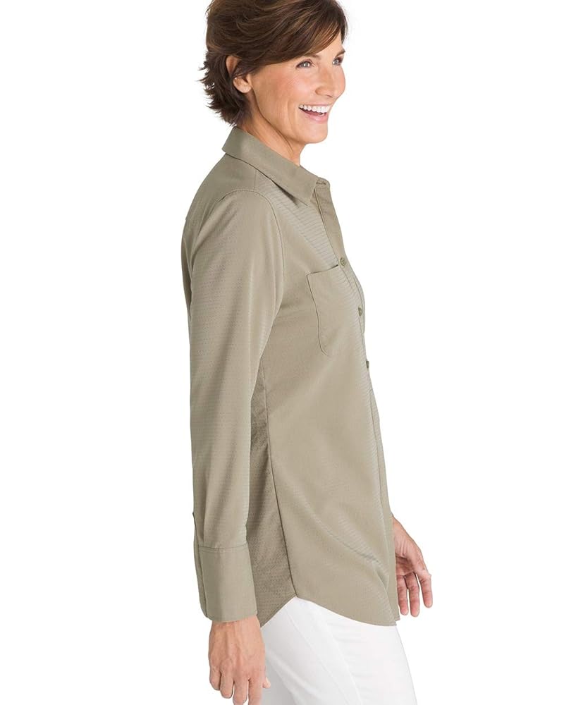 Chico's Women's Silky Soft Stretch Dobby Half-Placket Shirt