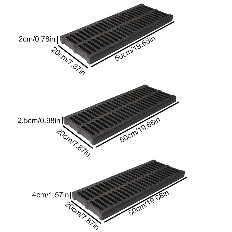 Caniveau Exterieur Grille De Drainage Grille Caniveau Systèmes De Drainage Caniveau Terrasse Caniveau Extérieur Système De Drainage Pour Terrasse Piscine Jardin Garage Jardin Grilles (50x20x2cm)