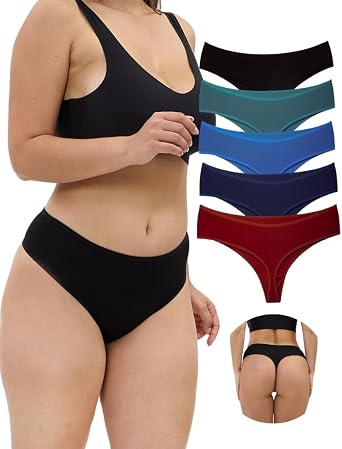 ALYA UNDERWEAR 5 Pack High Waist Recover Cotton Thong Panties