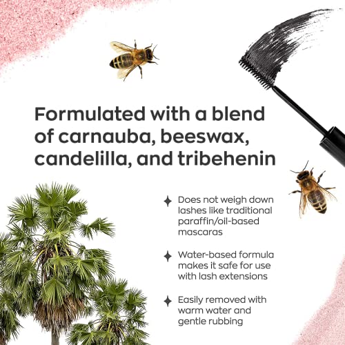 Elizabeth Mott Black Volumizing Mascara Set – Smudge-Proof, Water-Resistant, Lengthening Fiber Formula with Hourglass Wand – Cruelty-Free, Safe for Lash Extensions – Travel-Size Mini Trio, 4ml Each