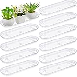 Juexica 10 Pcs Plastic Plant Saucer Oval Plant Drip Trays Plastic Rectangular Plant Saucers for Indoors Flower Pots（14 x 4.6 Inch）