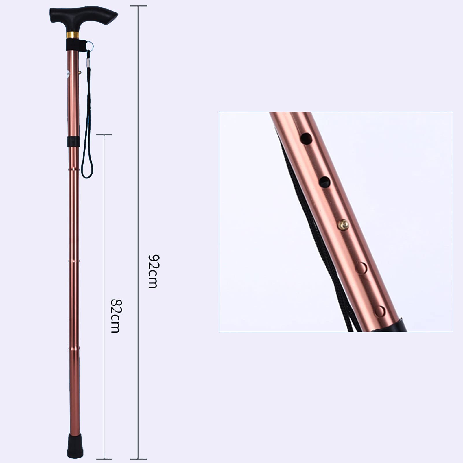 Canela Plegable - bastón Plegable Ligero para Hombres y Mujeres - Altura Ajustable Caña para Caminar - Flexible y Duradero - Base Antideslizante - Mango de Agarre ergonómico (Color : Red)