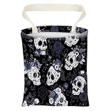ABUIFDK Car Trash Can, Cute Car Trash Bag, Hanging Car Organizer and Storage Bag, Trash Bin for Car Accessories, Vehicle, Travelling, Camping Gothic Skull Floral