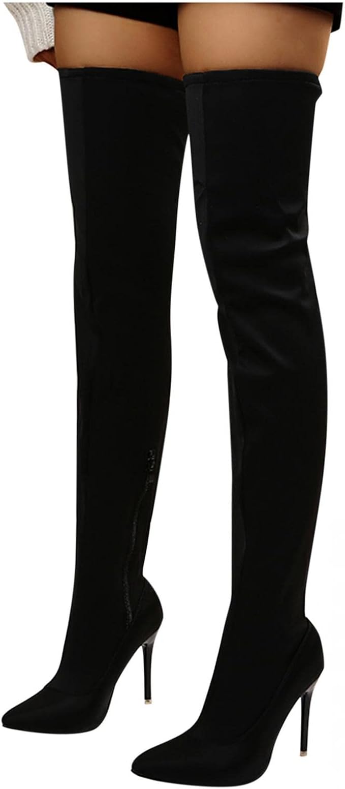 xoxingysm Botas de tubo alto para mujer, sexy, color sólido, tacones finos,  puntiagudos : Ropa, Zapatos y Joyería - Amazon.com
