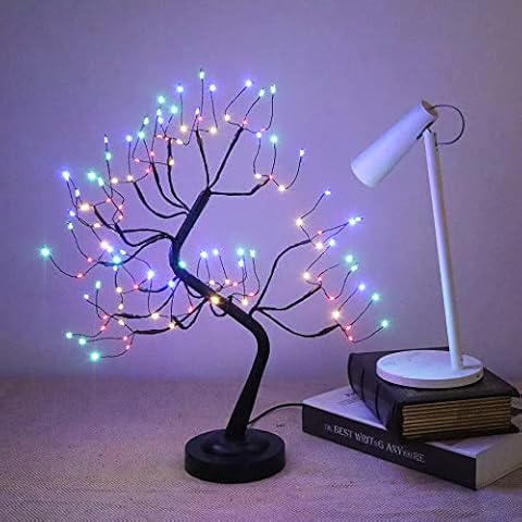 FUCHSUN Tabletop Tree Light Led Desk Lamp Artificial Tree for Home Office Decorative Branches for Party Wedding Holiday Battery USB Operated Bonsai with Timer (Multicolored) Cover
