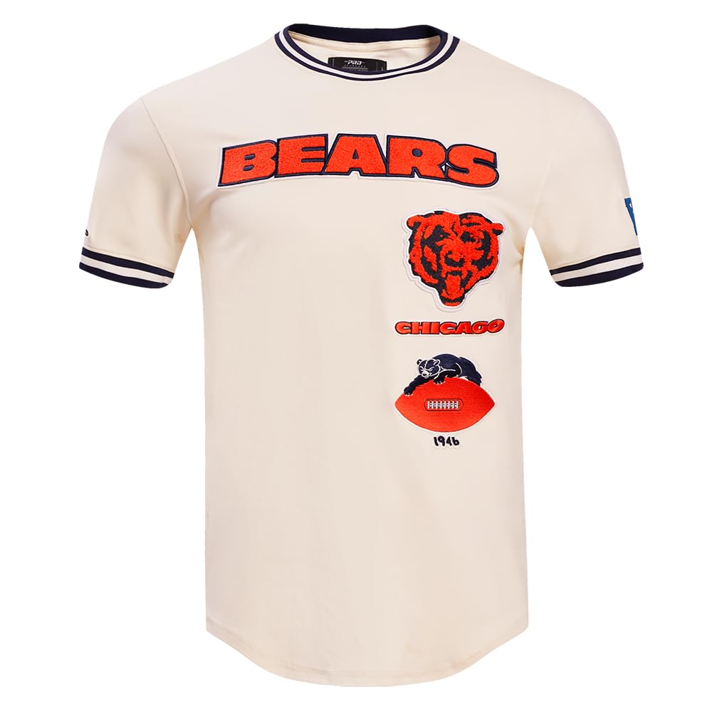 Pro Standard Mens NFL Chicago Bears Retro Classics Short Sleeve Tee Eggshell/Midnight Navy S โ image 1
