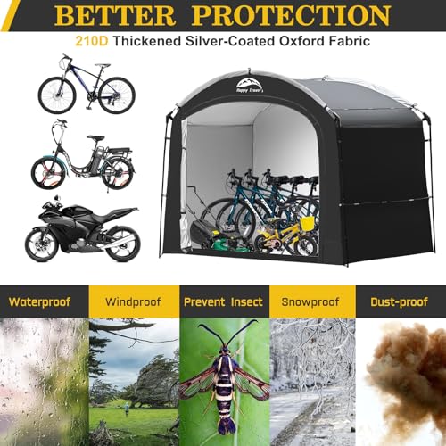 Image of Happy Travel Bike Storage Shed Tent, Waterproof Portable Bicycle Cover Shed