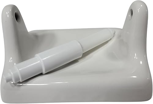 DALTILE Soporte de papel higiénico TP de cerámica blanco nieve montaje en pared Thinset instalación vintage mediados de siglo retro moderno, BA1020T