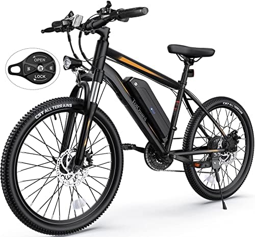 TotGuard Electric Bike, Electric Bike for Adults, 26″ Ebike 350W Adult Electric Bicycles, 19.8MPH Electric Mountain Bike, 36V 374.4WH Battery, Suspension Fork, Shimano 21 Speed Gears