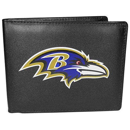 Carteira masculina NFL Siskiyou Sports Baltimore Ravens de couro dobrável com logotipo grande tamanho único preto
