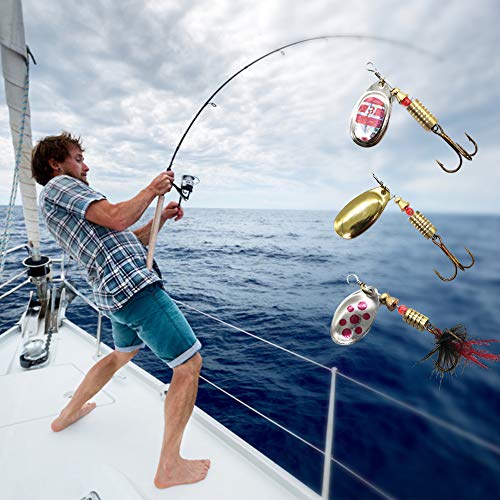 10Pcs/Set Sequins Spinner Fishing Lures with Hook, Lifelike Rotating Metal Spinner Bait Crankbaits Set Fishing Tackle Sharp Treble Hooks(10pcs) - Image 3