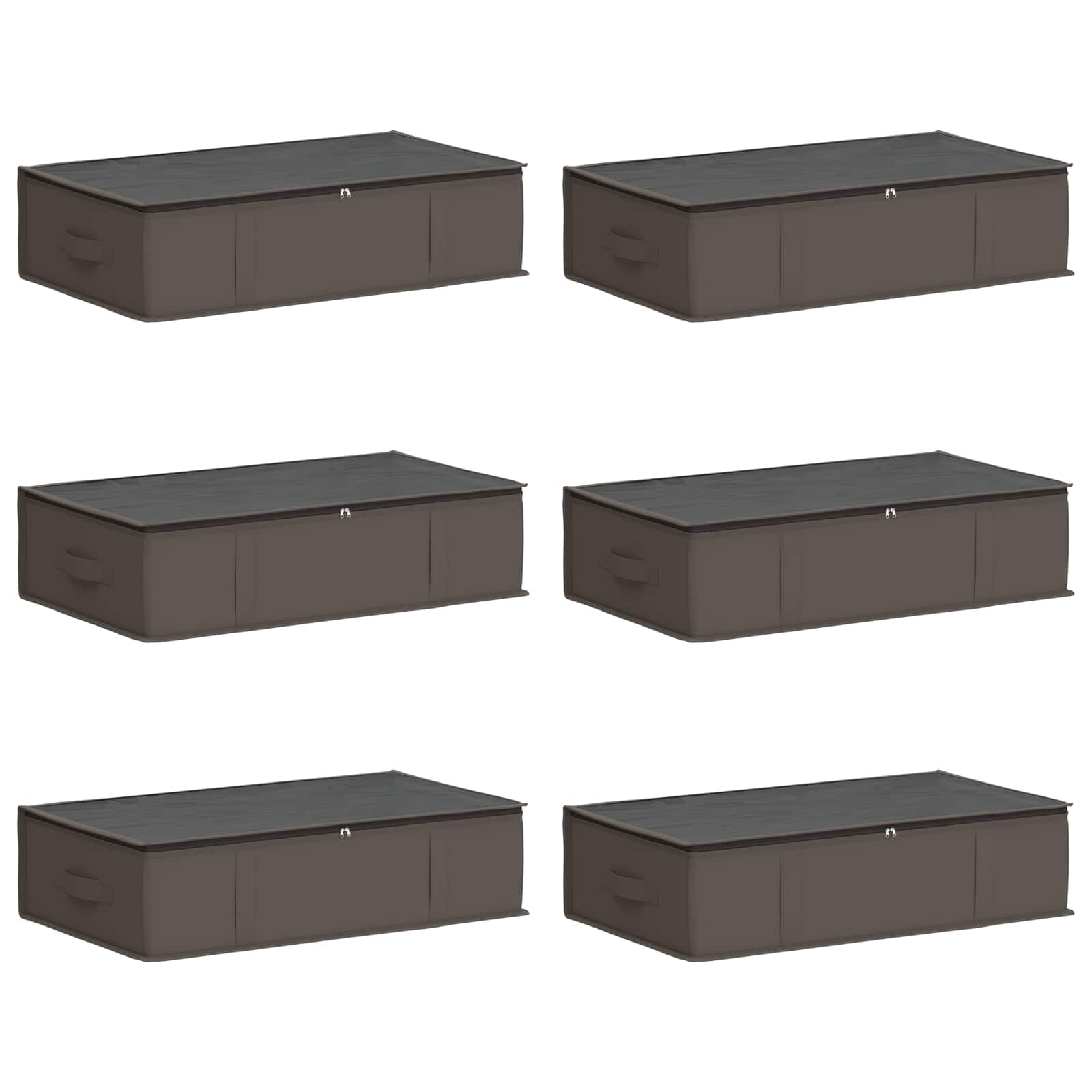 LH2A - Set di 6 scatole portaoggetti con finestra superiore trasparente, colore grigio, per scaffali, vestiti, guardaroba