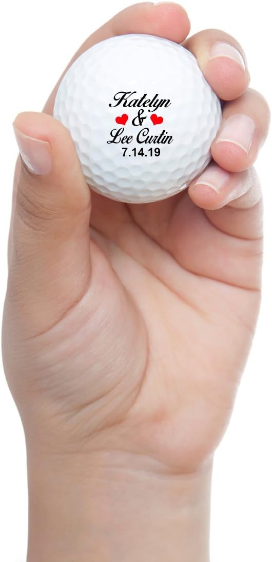 PRANA Wedding Date and Name, Mr & Mrs Customized Golf Balls, Personalize Wedding Favors,Set of 3,Printed,Save The Date (Bride)