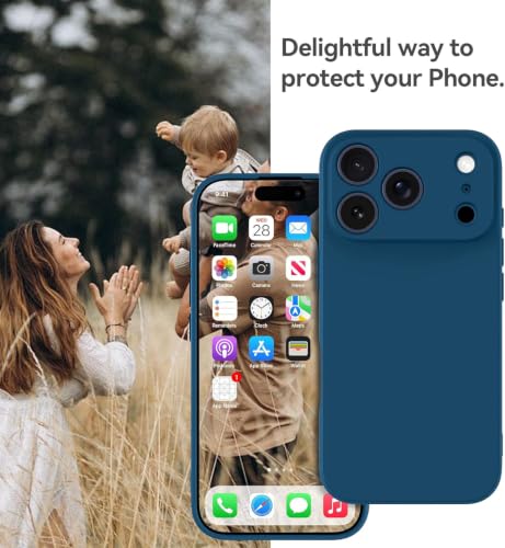 Image of DIZORO Square Microfiber Candy Case Compatible for iPhone 17 Pro Shockproof Slim Back Cover Liquid Silicone Case - Blue