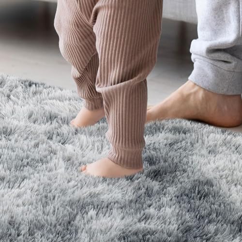 Tapis chambre moderne 220x310 lavable grand tapis salon gris