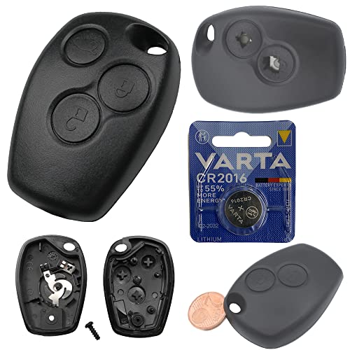 Autoschlüssel Funk Fernbedienung Austausch Gehäuse mit 3 Tasten + Batterie kompatibel für Renault CLIO III KANGOO II TWINGO II TRAFIC II