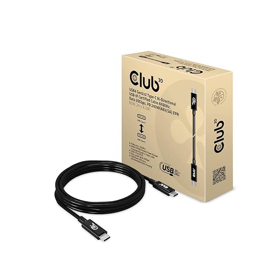 Miniatura 7 de Club 3D CAC-1575 USB4 Gen3x2 Tipo C a Cable bidireccional tipo C con carga de 240 W, transmisión de datos de 20 Gbps y soporta video 4K60Hz 2m -