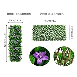 2PCS Expanding Garden Trellis Panels, 200x40cm Expandable Garden Fence Screening with Artificial Ivy and Violet Flower,Decorative Faux Ivy Leaf Privacy Screen Greenery Backdrop for Backyard (Purple) - Image 2