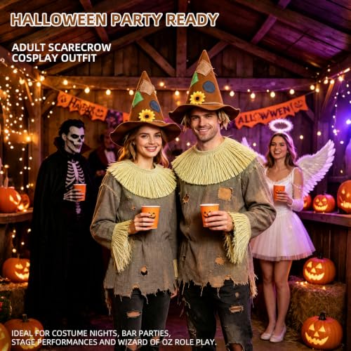 SWIMMORY Scarecrow Costume Women Men Adult,Accessories Set for Halloween - image 5