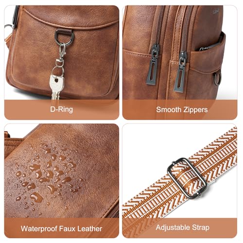 Image of LATMAP 7L Sling Bag for Women Men Crossbody Belt Bag Small Travel Sling Backpack Anti Theft Chest Daypack Purse Faux Leather
