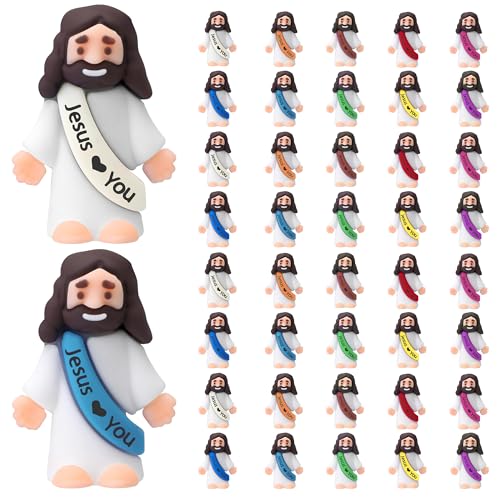 40Pcs Little Jesus Figures, 40pcs Action Figures Mini Jesus Figurines in Bulk, Baby Jesus Figures to Hide and Seek Religious Gifts for Easter Egg Stuffers Fillers, Tiny Jesus for Christmas (40)
