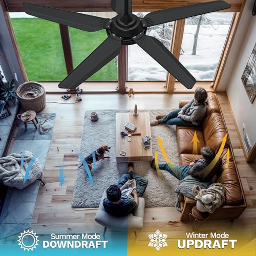 DWVO Ceiling Fan with Light, 54" Ceiling Fan with Remote, Tri-Color Temperature, 5 Blade Ceiling Fans Reversible 6 Speeds w/Quiet DC Motor for Bedroom, Living Room, Dining Room