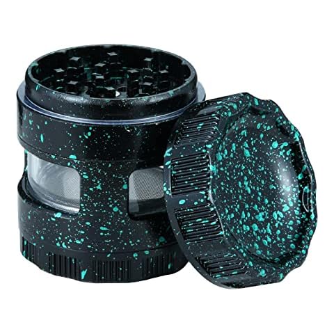 Cocfong Herb Grinder Aluminum Alloy 4 Layer Spice Mills 26 Sharp Grinding Teeth Metal Grinder with 2 Pollen Scraper and 1 Cleaning Brush(2.48", Black2) Cover