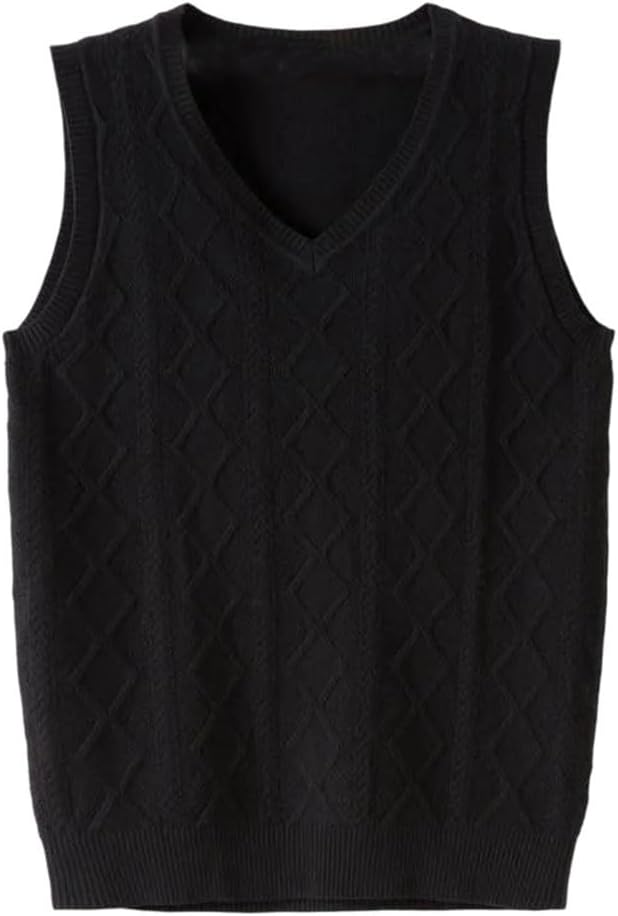 Men's Wool Vest Loose Sleeveless Sweater Sweater V-Neck Vest Waistcoat