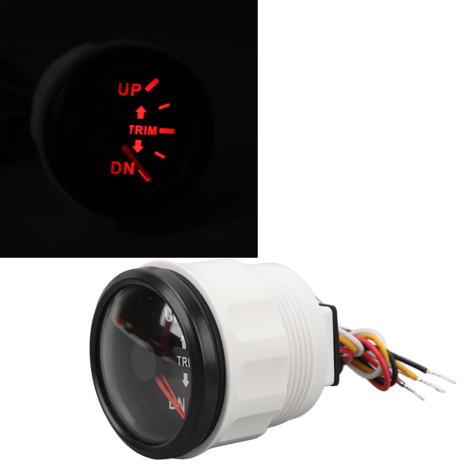 Boots-Trimmanzeige, 52 Mm, Boots-Trimmanzeige, Edelstahl, DC9 Bis 32 V UP DN, Marine-Trimm-Balance-Messgerät für Yachten, Marinesoldaten (Schwarzes Zifferblatt mit schwarzem