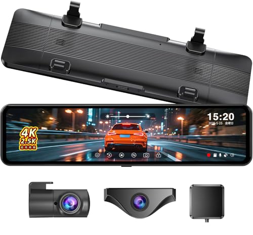 OKYES ドライブレコーダー ミラー型 分離 前4K+後2.5K ズーム機能