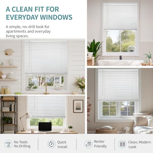 MYshade No-Drill Cordless Horizontal Mini Blinds – 36" W x 72" H Tool-Free Inside Mount Window Blinds with 1" Vinyl Slats, Light Filtering & Privacy, Child & Pet Safe, White by MYshade - Used condition - Image 5
