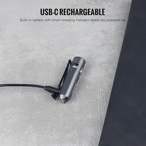 Image of ThruNite Ti Keychain Flashlight, USB-C Rechargeable EDC Pocket Light, 650 Lumens with Magnetic Tailcap, 5 Modes, IPX-6 Waterproof Mini Flashlight for Camping, Everyday Carry (Grey)