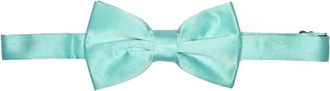 Men's Premium Solid Vest - NeckTie – Bow Tie - Pocket Square 4 Piece Set for Suits & Tuxedos (Aqua, Medium)