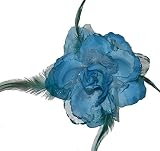 Accessoires & Schmuck Haarschmuck mit Federn Haarblume Ansteckblume Ansteckblüte Glitzer Hochzeit Karneval (Türkis)