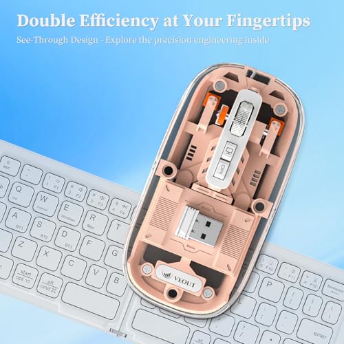 Image of Veout Wireless Bluetooth Mouse, Portable Silent Click Rechargeable Mouse with USB Receiver, 3-Level DPI, Compatible with Laptop, PC, Mac, Tablet, Phone