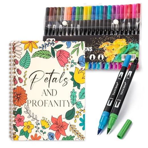 7×8.2in Adult Coloring Book Set for Relaxation, Spiral Bound Coloring Book for Women with 24 Colors Markers, Mindfulness Stress Relief 32 Patterns for Adults, Teens, Easter Gift
