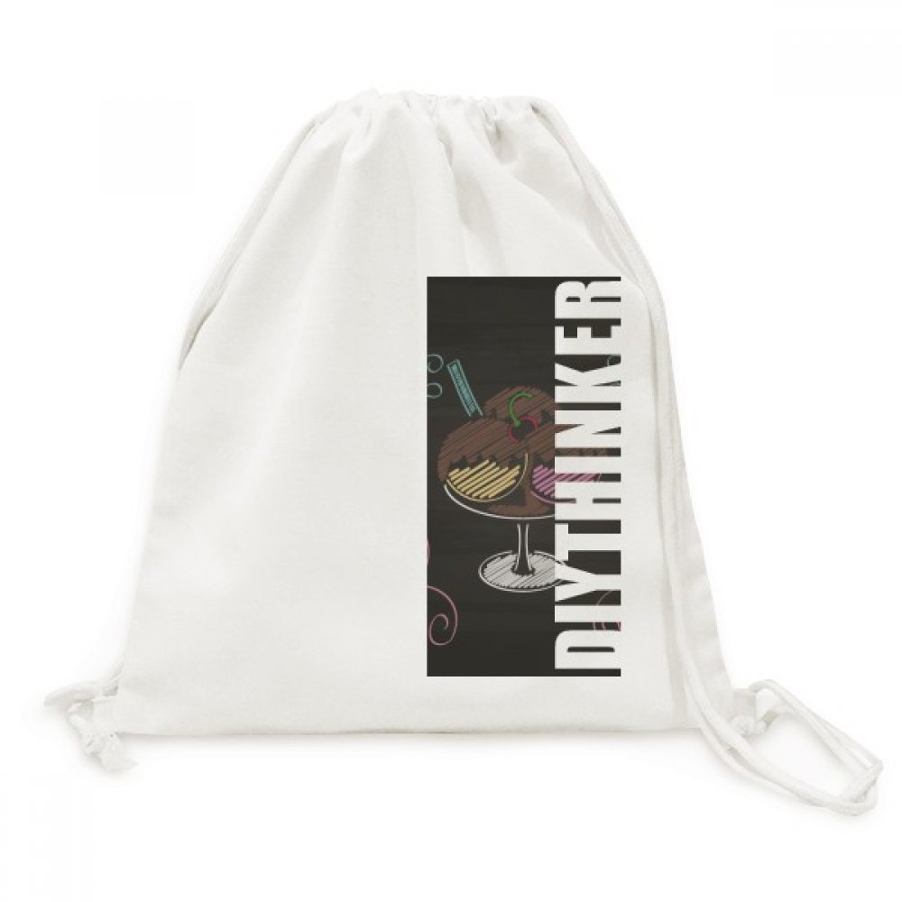 Sac de voyage Toile Drawstring Backpack DIYthinker pour trois boules de glace chocolat