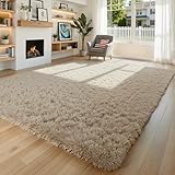 yongyangjuxin Fluffy Rug Shaggy Area Rug, Beige 8x10 Area Rugs for Living Room, Large Shag Area Rugs for Bedroom Kids Room Home Decor, Upgrade Anti-Skid Rectangular Fuzzy Rugs