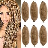 Brown Pre-Separated Springy Afro Twist Hair Kinky Curly 18inch Synthetic Marley Twist Crochet Braiding Hair Extensions for Black Women(27#)