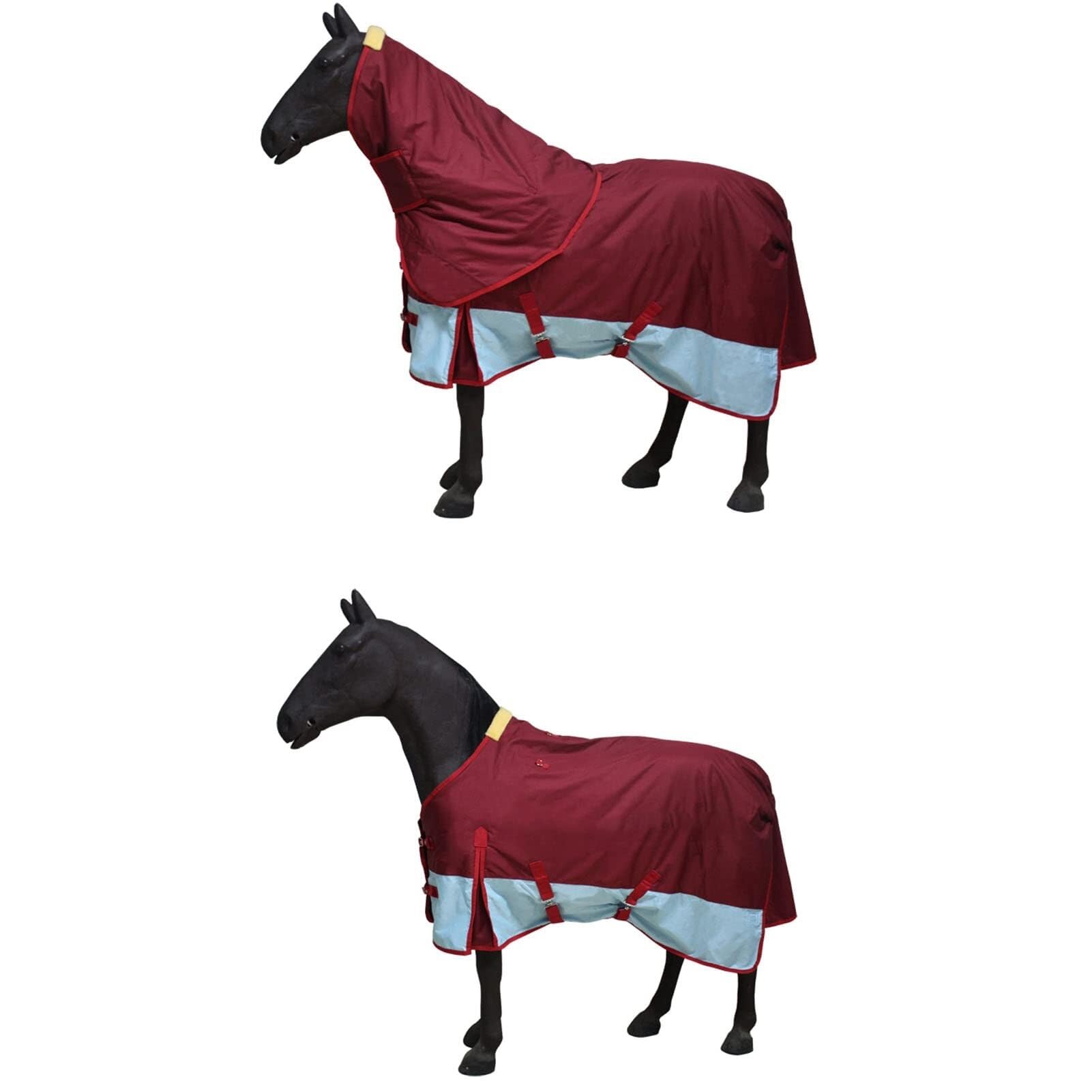 Coperta impermeabile per cavalli con copertura per collo e coda staccabili, calda e traspirante, per club di cavalli e gare di equitazione