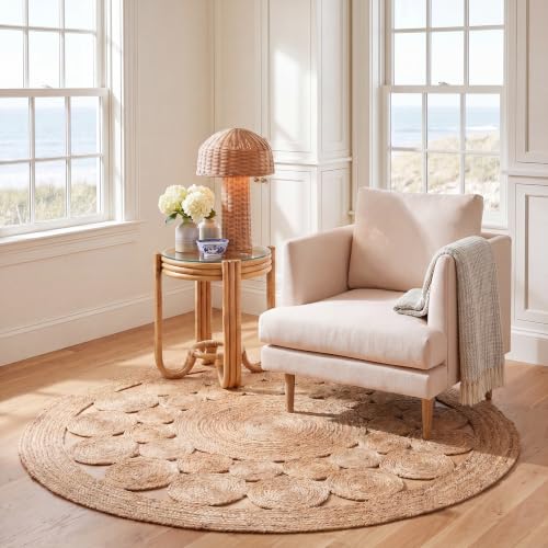 SAFAVIEH Natural Fiber Collection Area Rug - 5' Round, Natural, Handmade Boho Country Charm Jute, Ideal for High Traffic Areas in Living Room, Bedroom (NFB309A)