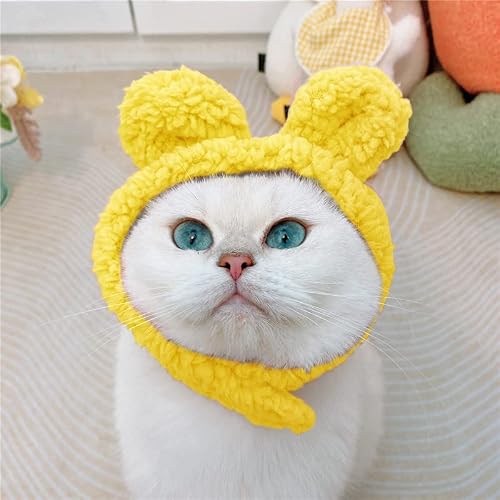 Joicee Cute Cat Costume Warm Bear Hat For Cat Adjustable Soft Small Pet Headwear Bear Hat For Cat Puppy Dog (Yellow) #TOP6