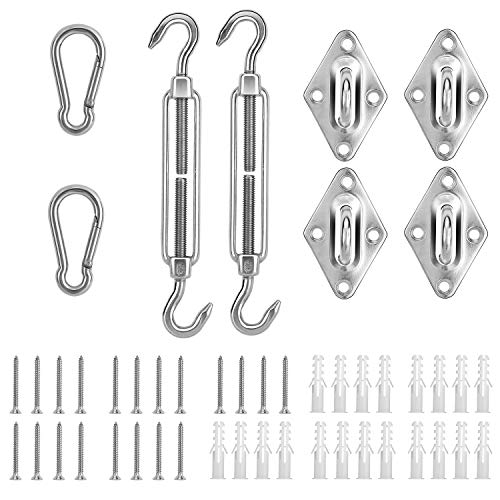 Nuovoware Sun Shade Sail Hardware Kit 6 Inch for Rectangle and Triangle Sun Shade Sail Installation, 304 Stainless Steel Heavy Duty Anti-Rust Sun Shade Sails Kit for Garden Patio Lawn (48 PCS)