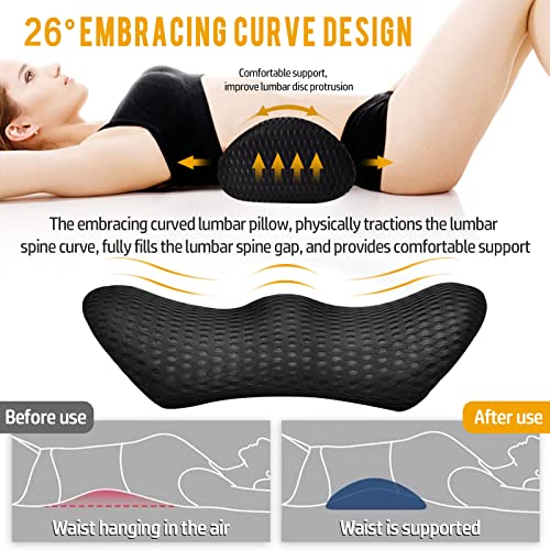 Timstono Lumbar Support Pillow/Back Cushion, Memory Foam Lumbar Pillow That,Recliner Back Rest Use For Office Chairs, Gaming Chairs And Car Seats,Breathable & Ergonomic Design Back Pain Relief(Black) #TOP5