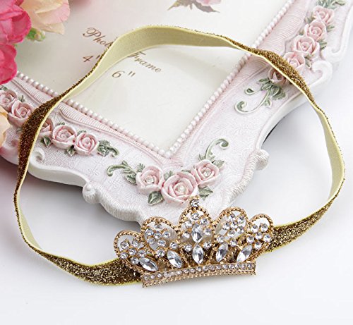 XICHEN®Baby Girls Crown Headband Newborn Princess Head Band Headdress Elastic Hair Band (Crystal -2Pack) - Thumbnail 3