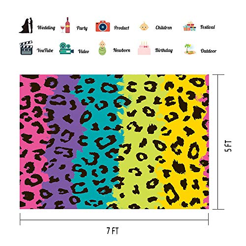 Vidmot Colorful Leopard Print Backdrop Wild Animal Cheetah Spots Photography Background 7X5Ft Theme Party Photo Shooting Props Cake Table Decor Bjzyvv502 #TOP3